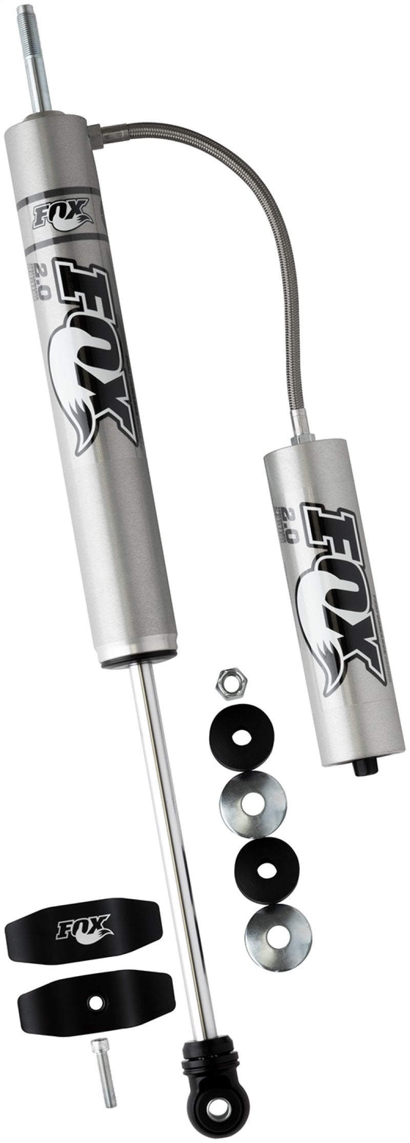 Fox 2.0 Performance Series 10.1in. Smooth Body Remote Res. Shock w/Stem Mount - Black for offroad performance upgrades.