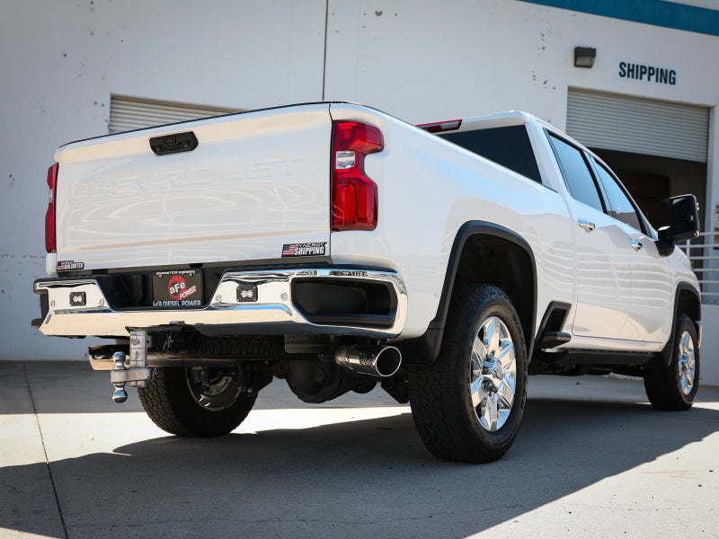aFe Large Bore-HD 4in 409SS DPF-Back Exhaust System w/Polished Tips 20 GM Diesel Trucks V8-6.6L Secondary image