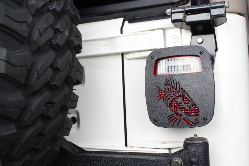 Fishbone Offroad Jeep Wrangler CJ YJ TJ Tail Light Covers - Black Textured Powdercoat Secondary image