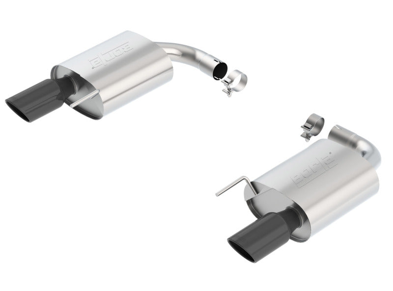Borla S-Type Rear Section 15-17 Ford Mustang GT 5.0L V8 MT/AT 2.5in pipe 4in tip (Black Chrome) Secondary image
