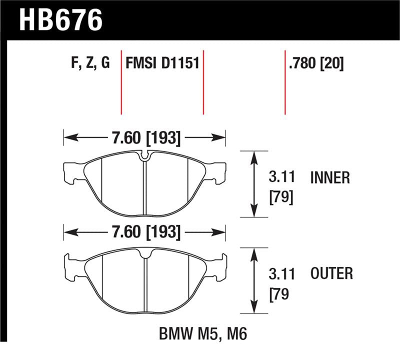 Hawk 06-10 BMW M5/M6 HPS Street Front Brake Pads Secondary image