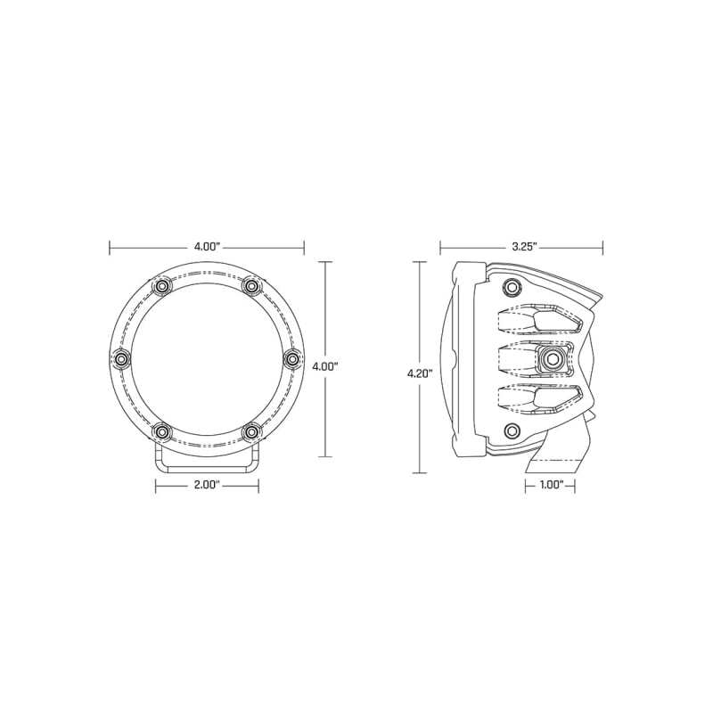 Rigid Industries 360-Series 4in LED Off-Road Drive Beam - RGBW dimensions