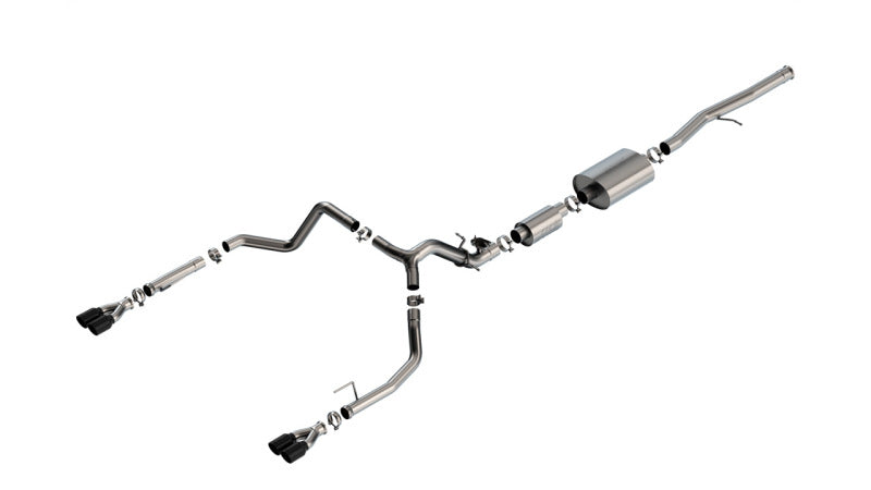 Borla 2024 Chevy Silverado 1500 6.2L V8 S-Type Catback Exhaust w/ Simulator - Black Chrome. Main image