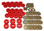Energy Suspension 65-67 Chevy Malibu/Chevelle/El Camino/Monte Carlo Body Mount Set components including red polyurethane and hardware