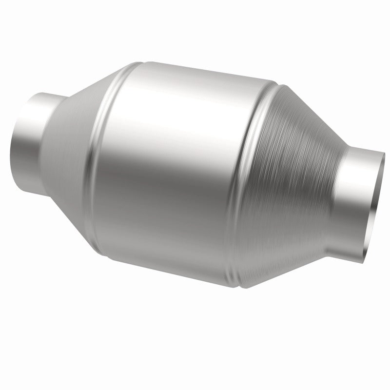 MagnaFlow Conv Univ 2.5in Inlet/Outlet Center/Center Round 3in Body L x 5in W x 8.75in Overall L stainless steel catalytic converter