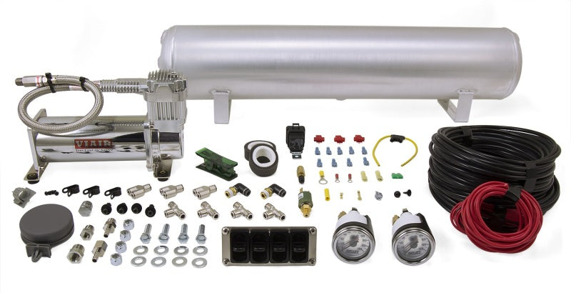 Air Lift 4-Way Manual Control System 100% Duty 1/4in Line 4 Gal. Tank components for offroad performance upgrades.