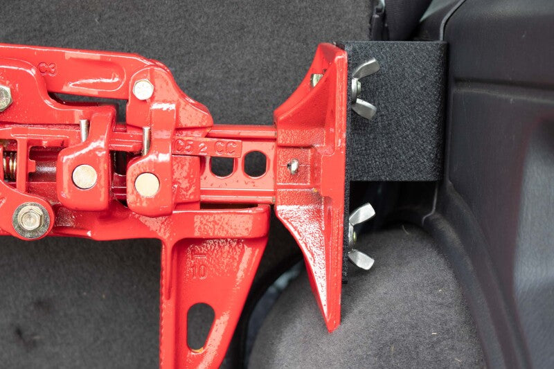 Fishbone Offroad 84-01 Jeep Cherokee XJ Rear Seat Hi-Lift Jack Mount close-up