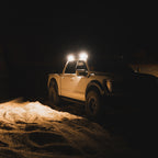 KC HiLiTES Platform One Profile 10in. SideCast Flush Mount Lights (Does Not Include Rack) on off-road truck at night.