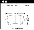Hawk 06-07 Audi A6 Quattro / 03-04 RS6 / 04-08 S4 HPS Street Rear Brake Pads specifications and dimensions