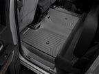 WeatherTech 19-23 Chevrolet Silverado 1500 Crew Cab (1st Row Bench Seats) Rear FloorLiner - Black shown in vehicle interior.