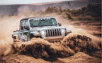 MagnaFlow 2020 Jeep Gladiator 2.5in Rock Crawler Series Single Rear Exit SS Cat-Back Exhaust w/o Tip in action off-roading