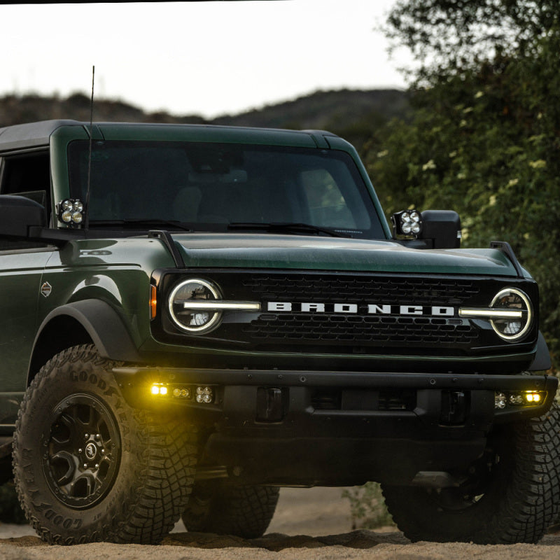 Baja Designs 21-22 Ford Bronco w/Steel Bumper S2 SAE Sportsmen Fog Pocket Light Kit - Amber Secondary image