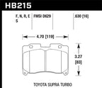 Hawk 93-98 Toyota Supra TT HPS Street Front Brake Pads dimensions and specifications