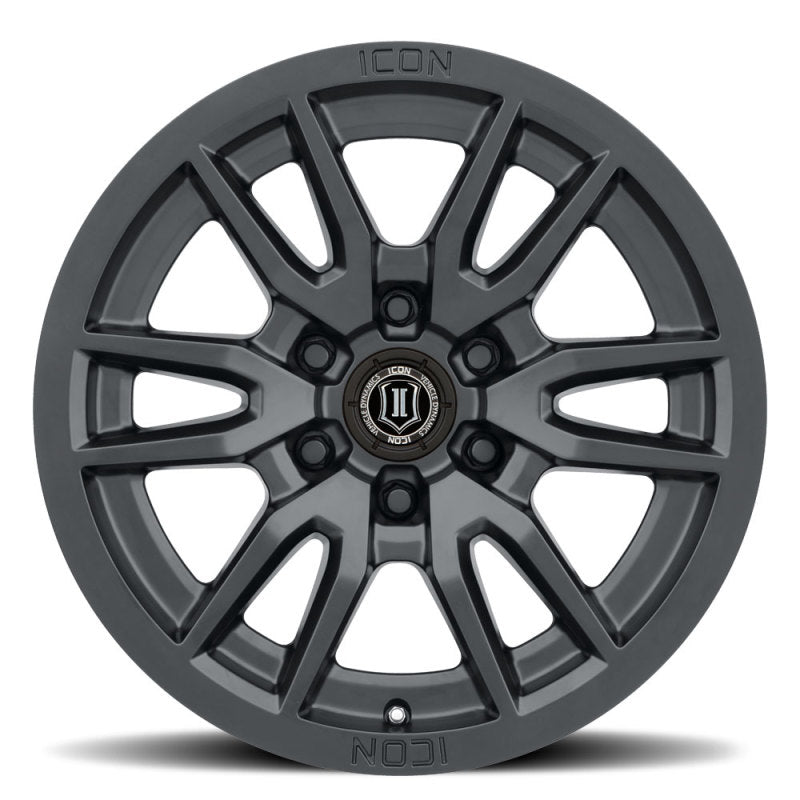 ICON Vector 6 17x8.5 6x5.5 25mm Offset 5.75in BS 95.1mm Bore Satin Black Wheel for offroad performance upgrades