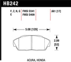 Hawk 86-01 Acura (Various) / 88-93 Honda (Various) DTC-60 Race Front Brake Pads dimensions