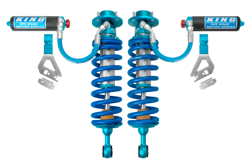King Shocks 2023+ Toyota Sequoia 2.5 Dia Front Coilover w/Remote Reservoir/w Adjuster (Pair) for offroad performance upgrades.