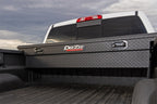 Deezee Universal Tool Box - Red Crossover - Single Lid Black BT Pull Handle (Low/Txt Blk) in truck bed.