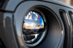 Close-up of DV8 Offroad 18-22 Jeep Gladiator Wrangler LED Projector Headlights