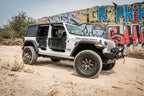 Body Armor 4x4 2018+ Jeep Wrangler JL and Gladiator JT Trail Doors Front Pair on Rubicon in off-road setting.