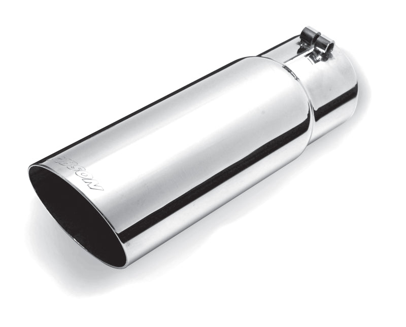 Gibson Round Single Wall Angle-Cut Tip - 3.5in OD/3in Inlet/12in Length - Stainless for offroad performance upgrades