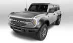 Bushwacker 2021+ Ford Bronco 4-Door Extend-A-Flares 4pc - Black on a silver Bronco