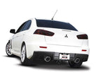 Borla 08-14 Mitsubishi EVO X Catback Exhaust on white car rear