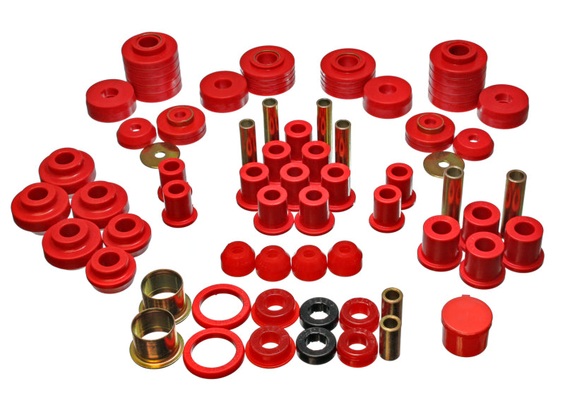 Energy Suspension 80-96 Ford F150 Std/Extra Cab Pickup Red Hyper-Flex Master Bushing Set for offroad performance upgrades.