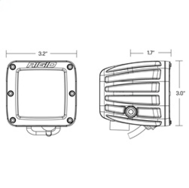 Rigid Industries D-Series Spot w/ Amber PRO Lens (Pair) design dimensions