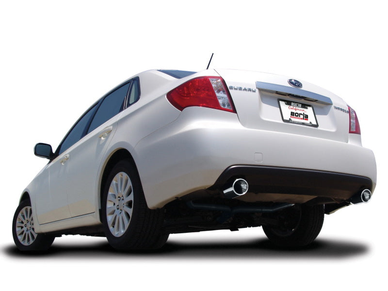 Borla 08-10 Subaru Impreza 2.5i Sedan 4DR SS Catback Exhaust on white sedan