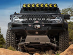 ICON 2021+ Ford Bronco Hoss 2.0 Front EXP Coilover 2.5in on offroad vehicle with suspension lift and exterior accessories.
