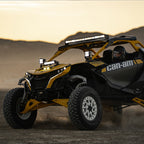 Baja Designs 2024+ Can-Am Maverick R OnX6+ Roof Mount Kit on off-road vehicle in desert.