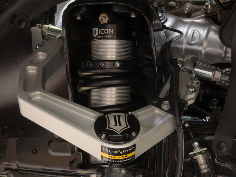 ICON 2007+ Toyota FJ / 2003+ Toyota 4Runner Billet Upper Control Arm Delta Joint Kit close-up view with Delta Joint