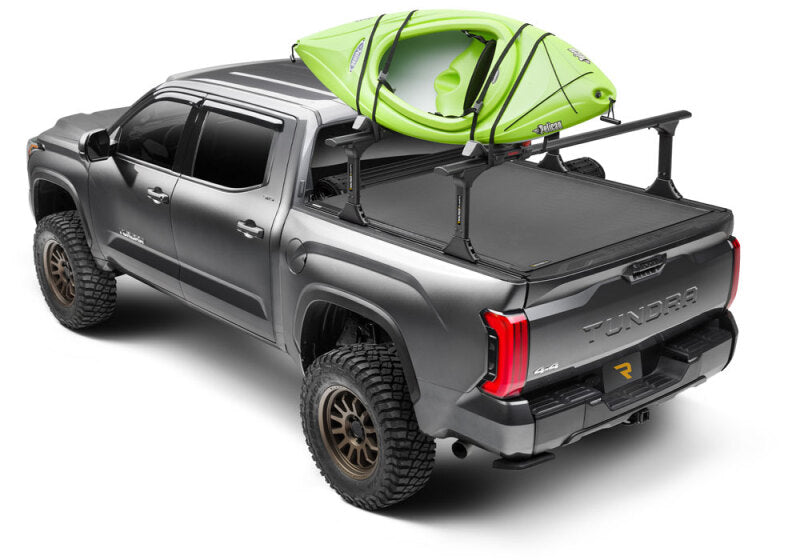 BAK 19-24 Dodge Ram (w/o Ram Box) Revolver X4ts 5.7ft Bed Cover w/T-Slot Rails with kayak on truck