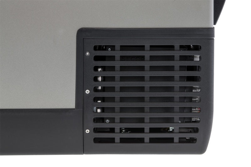 Close-up of ARB Fridge 50 Quart Classic Series Plug B Usa Spec cooler vent, showcasing offroad performance upgrades.