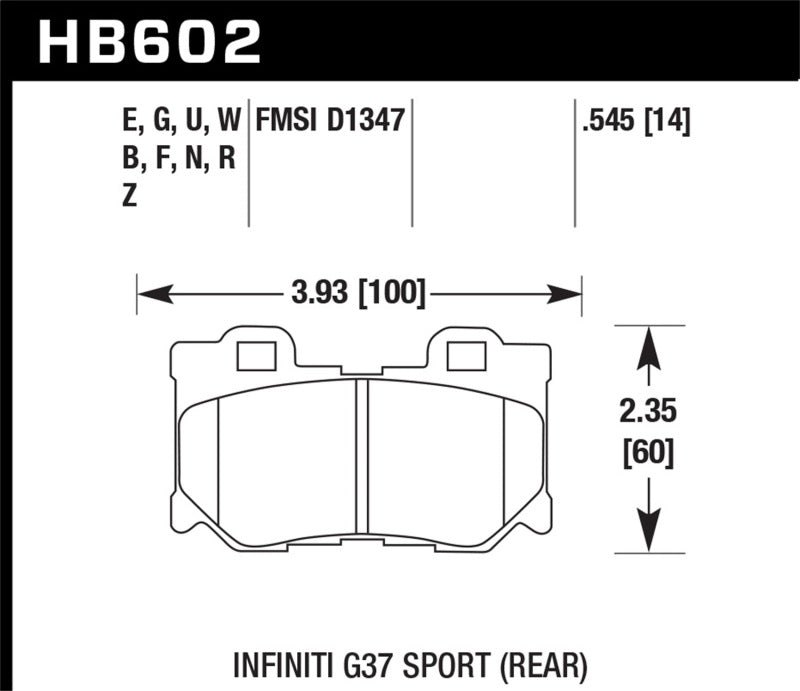 Hawk Infiniti G37 Sport HPS Street Rear Brake Pads Secondary image