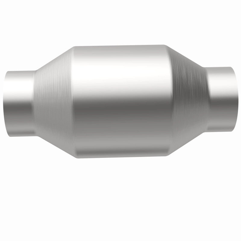 MagnaFlow Conv Univ 2.25in Inlet/Outlet Center/Center Round catalytic converter for offroad performance upgrades.