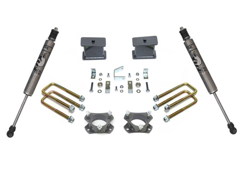 MaxTrac 05-18 Toyota Tacoma 2WD 6 Lug 4in Rear Lift Kit parts including shocks and hardware