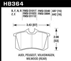 Hawk 2010-2013 Audi A3 TDI HPS 5.0 Rear Brake Pads dimensions