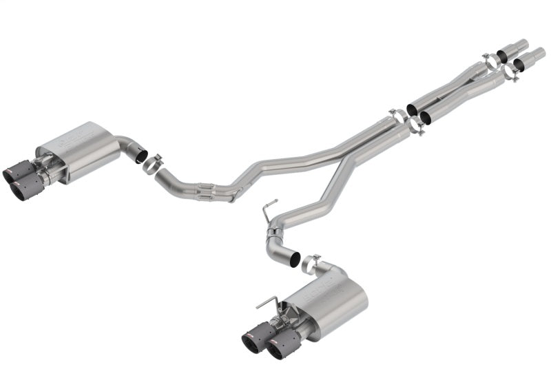Borla 2018 Ford Mustang GT 5.0L AT/MT 3in Atak Catback Exhaust w/ Valves (Carbon Fiber Black Tip) Main image