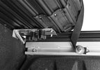 Detail of BAK 19-21 Dodge Ram w/ Ram Box Revolver X4s 5.7ft Bed Cover mechanism, showcasing durability and design features.