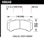 Hawk Performance Ceramic Street Brake Pads dimensions for Cadillac, Chevy Camaro