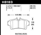 Hawk 2001-2001 Ford Mustang Bullitt 4.6 HPS 5.0 Rear Brake Pads dimensions