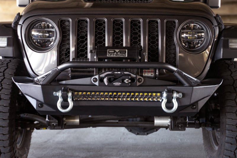 DV8 Offroad 07-23 Jeep Wrangler JK/JL & Gladiator JT FS-1 Series Stubby Front Bumper with winch and offroad lights