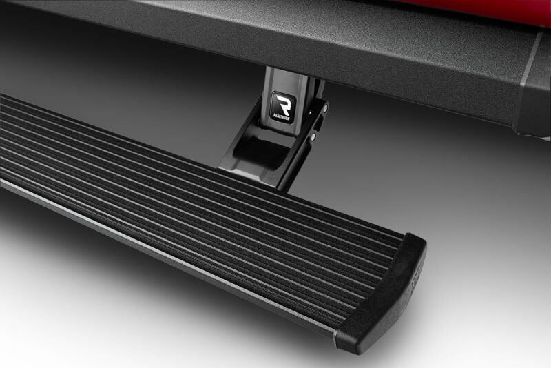 AMP Research 2014-2017 Chevrolet Silverado 1500 Crew Cab PowerStep XL - Black with textured surface for easy access.