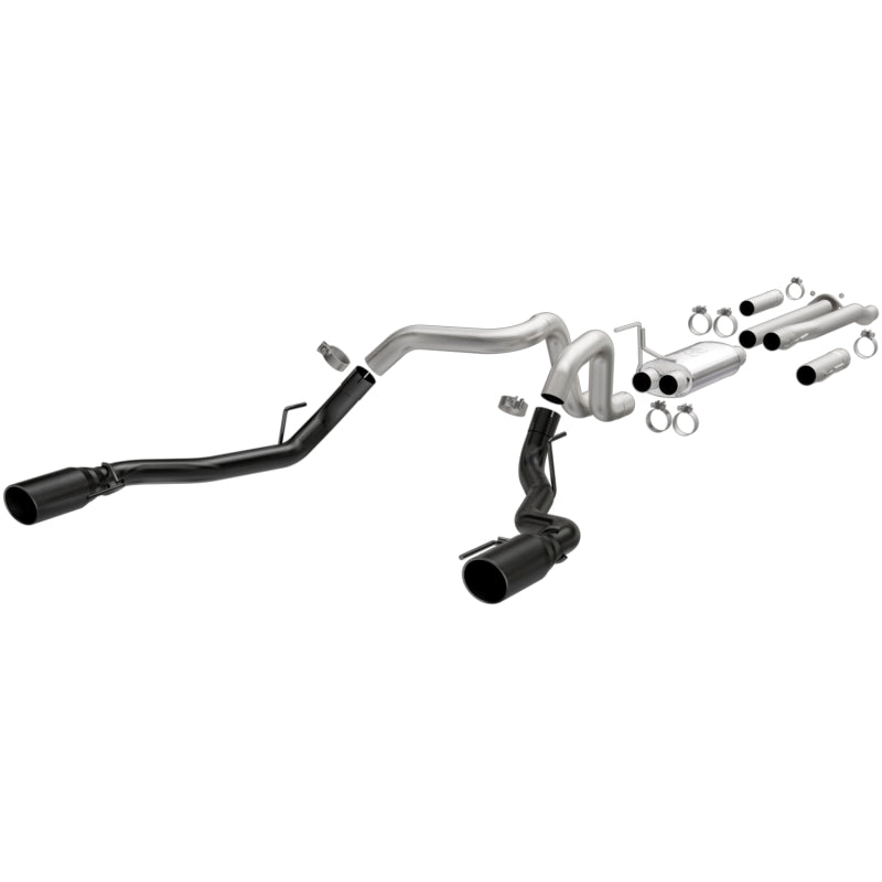MagnaFlow SYS Cat-Back 2017 Ford F-150 Raptor 3.5L Dual Black Coated 3in Tips exhaust system parts for offroad performance upgrades.