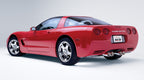 Borla Corvette Z06 X Pipe on red Corvette with dual tips