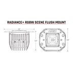 Rigid Industries Radiance+ Scene RGBW Flush Mount - Pair dimensions and design for offroad lighting and electrical.