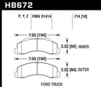 Hawk 10-11 Ford Expedition/F-150 SVT Raptor / 10-11 F-150 LTS Front Street Brake Pad dimensions image
