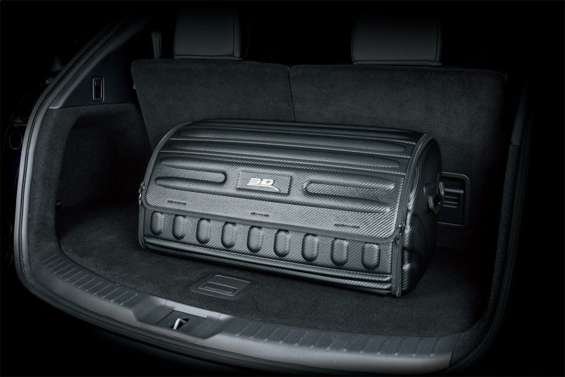 3D MAXpider 27.5in x 12in x 12.5in 3D Handy Trunk Carbon Fiber - Black in vehicle trunk.