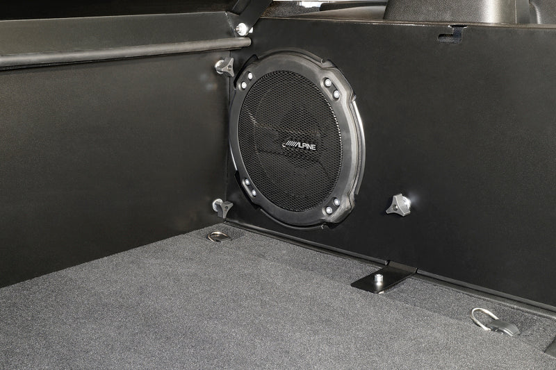 Tuffy Deluxe Enclosure For Jeep Wrangler W/ Subwoofer view showing Alpine subwoofer.